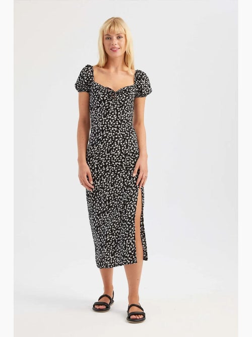 Abito midi floreale con spalle scoperte e spacco laterale hiccup - Kiabi Abito midi floreale con spalle scoperte e spacco laterale hiccup - Kiabi