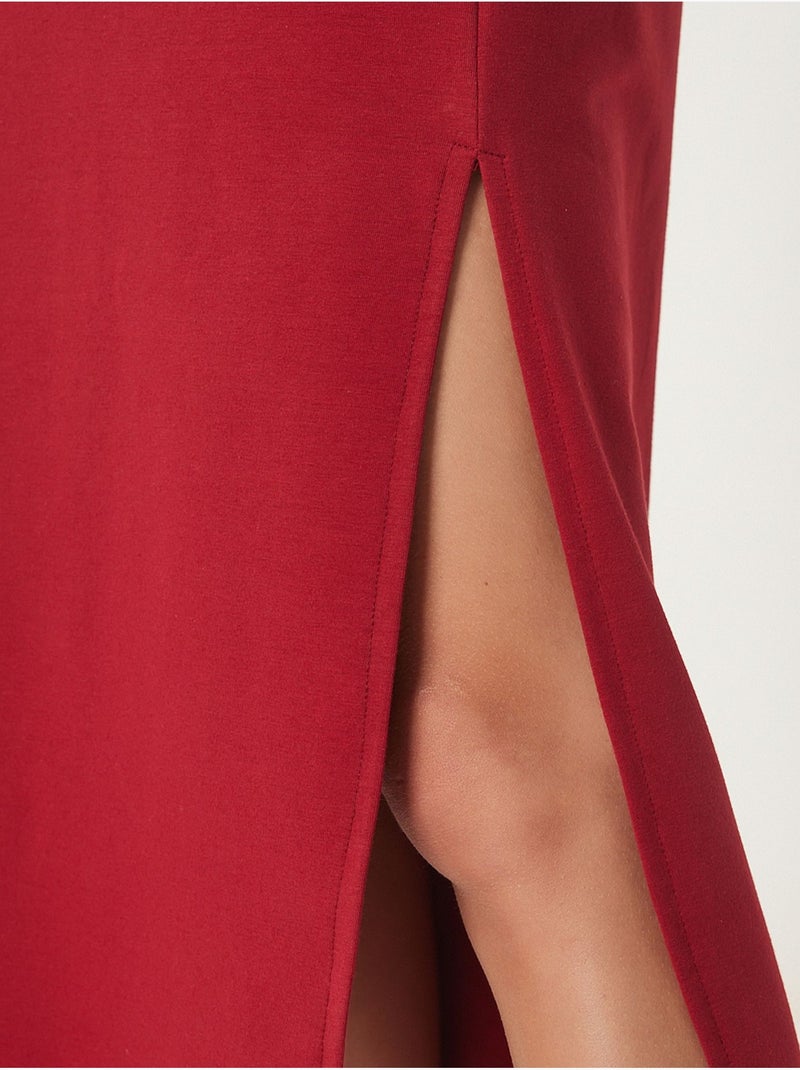 Abito midi in cotone con spacco istanbul Rosso bordeaux - Kiabi
