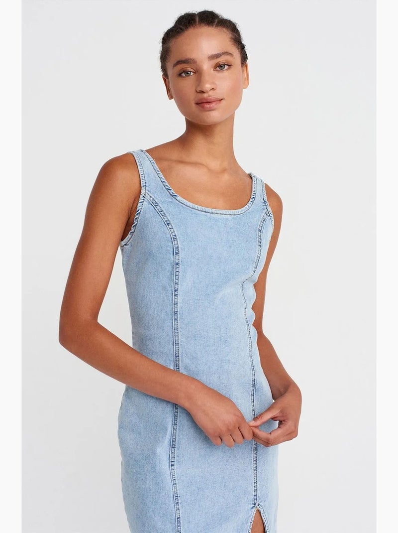 Abito midi in denim aderente dilvin Blu chiaro - Kiabi