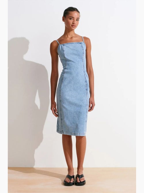 Abito midi in denim aderente scollo quadrato dilvin - Kiabi Abito midi in denim aderente scollo quadrato dilvin - Kiabi