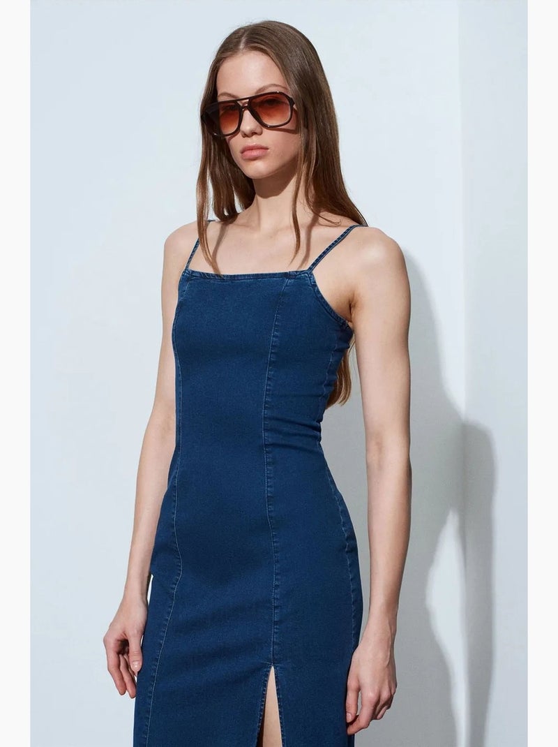 Abito midi in denim aderente senza maniche dilvin Blu oltremare - Kiabi