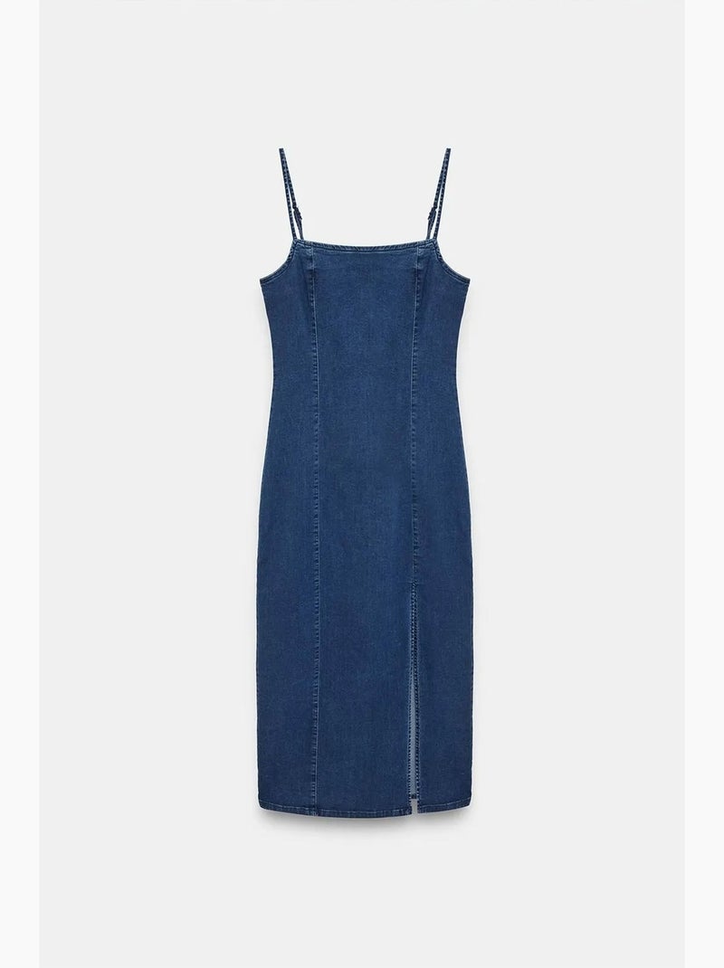 Abito midi in denim aderente senza maniche dilvin Blu oltremare - Kiabi