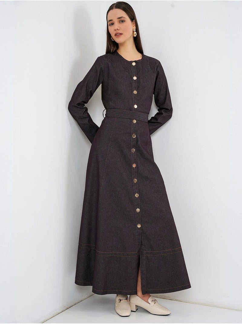 Abito midi in denim con cintura bdart Marrone cioccolato - Kiabi