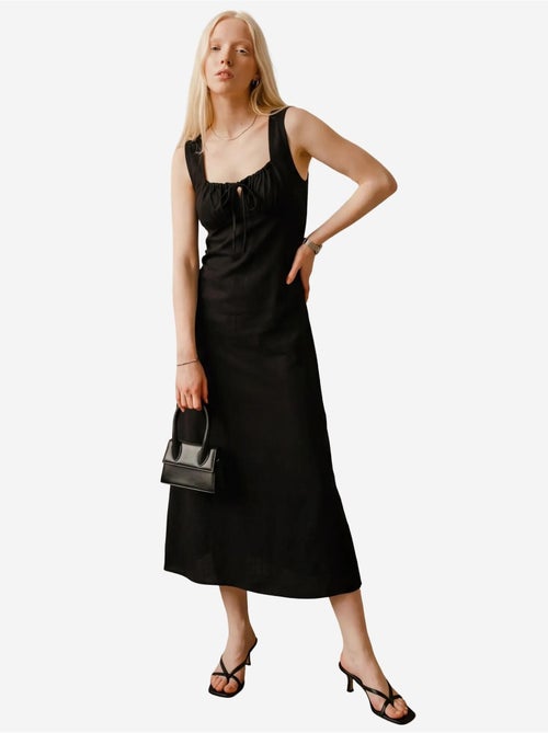 Abito midi in lino con dettaglio a laccetto my fashion - Kiabi