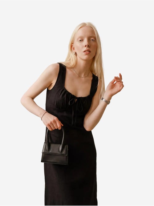 Abito midi in lino con dettaglio a laccetto my fashion - Kiabi