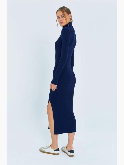 Abito midi in maglia a collo alto con spacco mixray - Kiabi