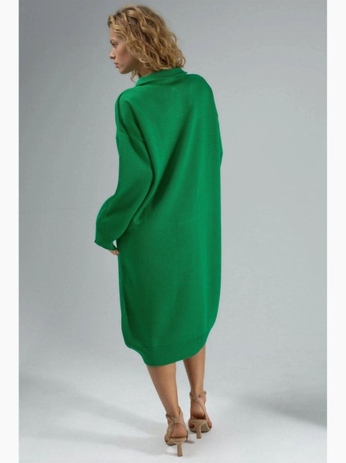 Abito midi in maglia a coste con colletto con zip my fashion - Kiabi