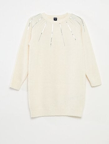 Abito midi in maglia con paillettes