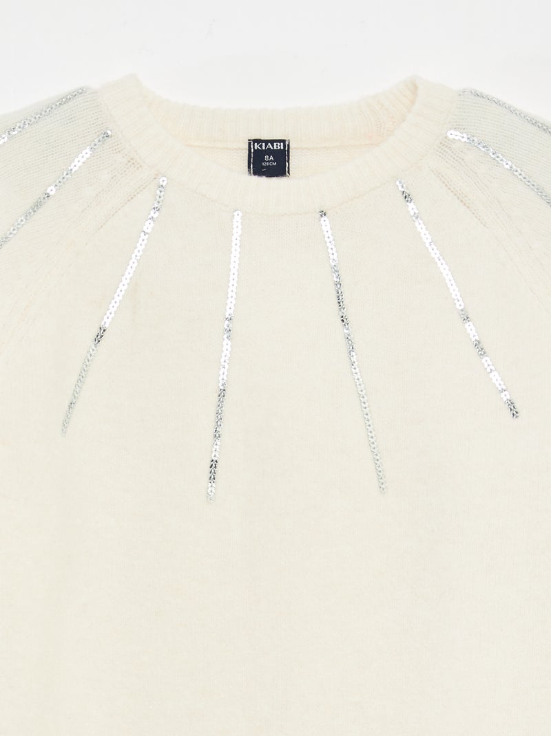 Abito midi in maglia con paillettes Bianco - Kiabi