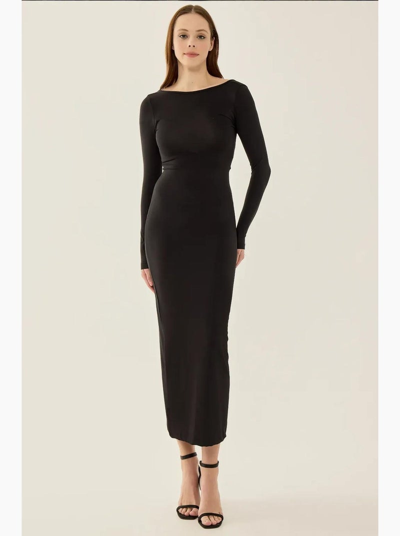 Abito midi in maglia con schiena scoperta hiccup Nero - Kiabi