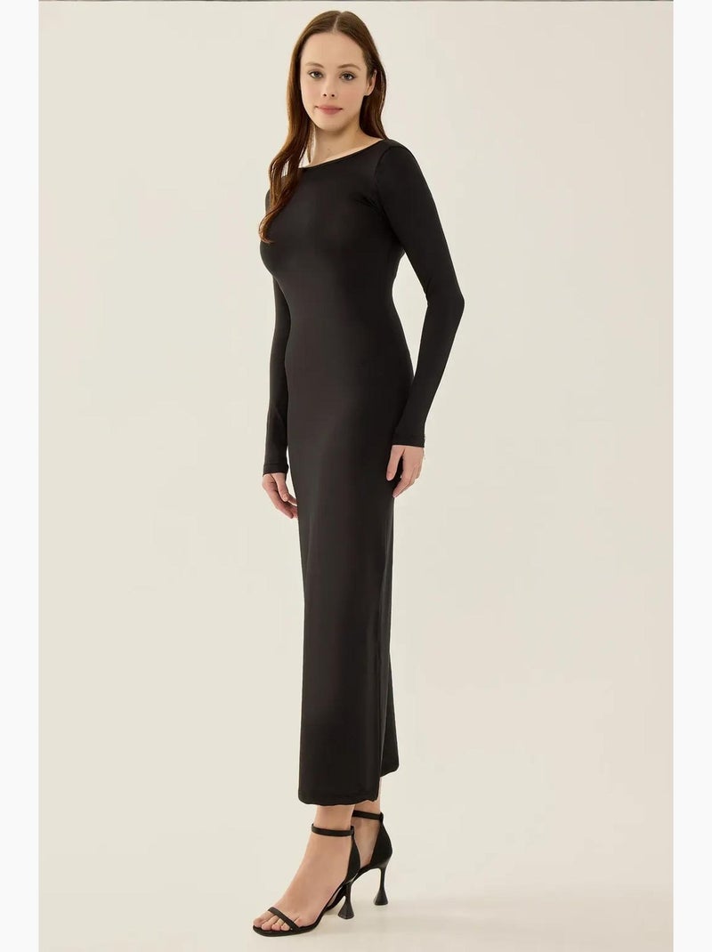 Abito midi in maglia con schiena scoperta hiccup Nero - Kiabi