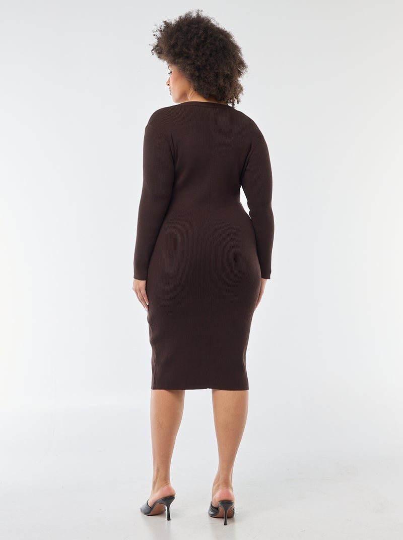 Abito midi in maglia pesante a costine stile gilet Marrone - Kiabi