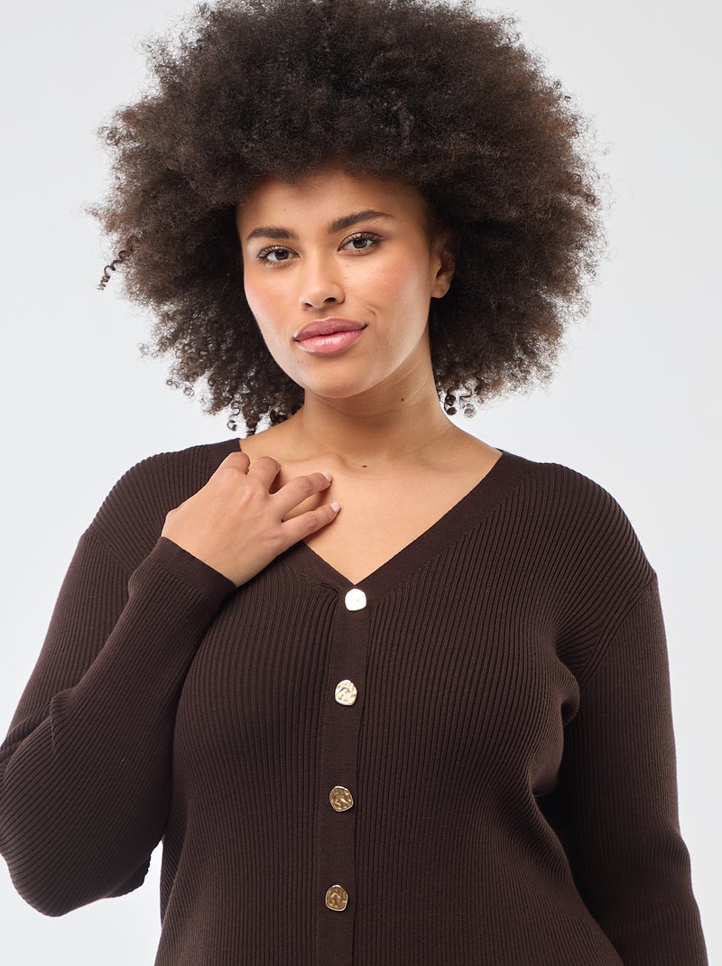 Abito midi in maglia pesante a costine stile gilet Marrone - Kiabi