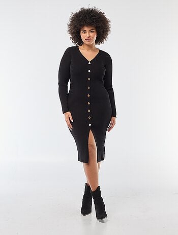 Abito midi in maglia pesante a costine stile gilet