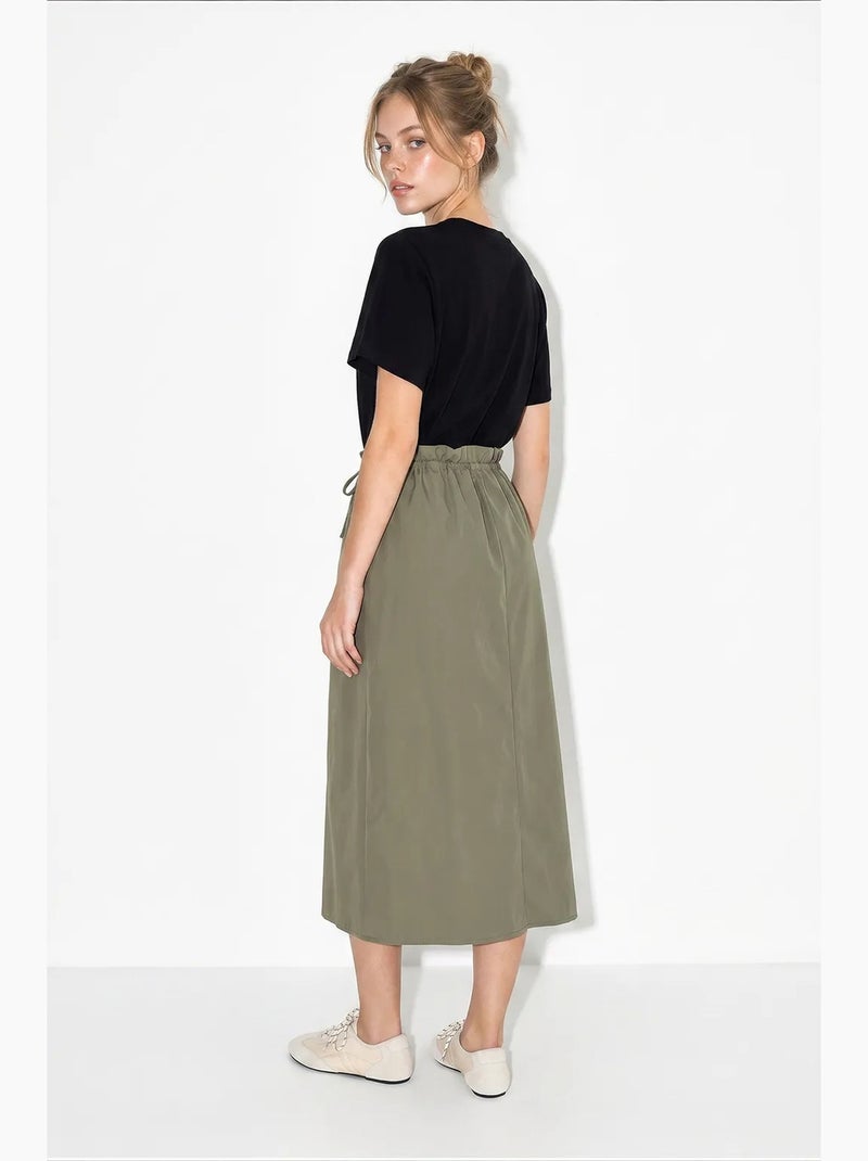 Abito midi in misto cotone lucci Cachi - Kiabi
