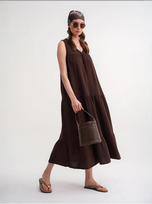 Abito midi in mussola senza maniche con scollo a v e tasche mixray - Kiabi Abito midi in mussola senza maniche con scollo a v e tasche mixray - Kiabi