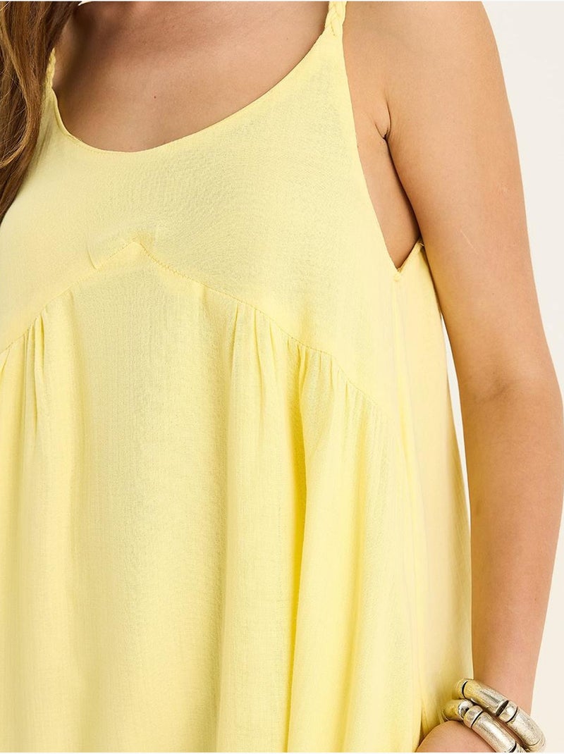 Abito midi in mussola testurizzata con tasca lucci Giallo limone - Kiabi