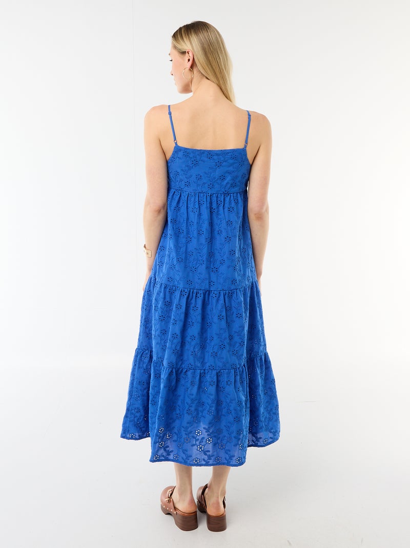 Abito midi in sangallo con spalline regolabili Blu - Kiabi