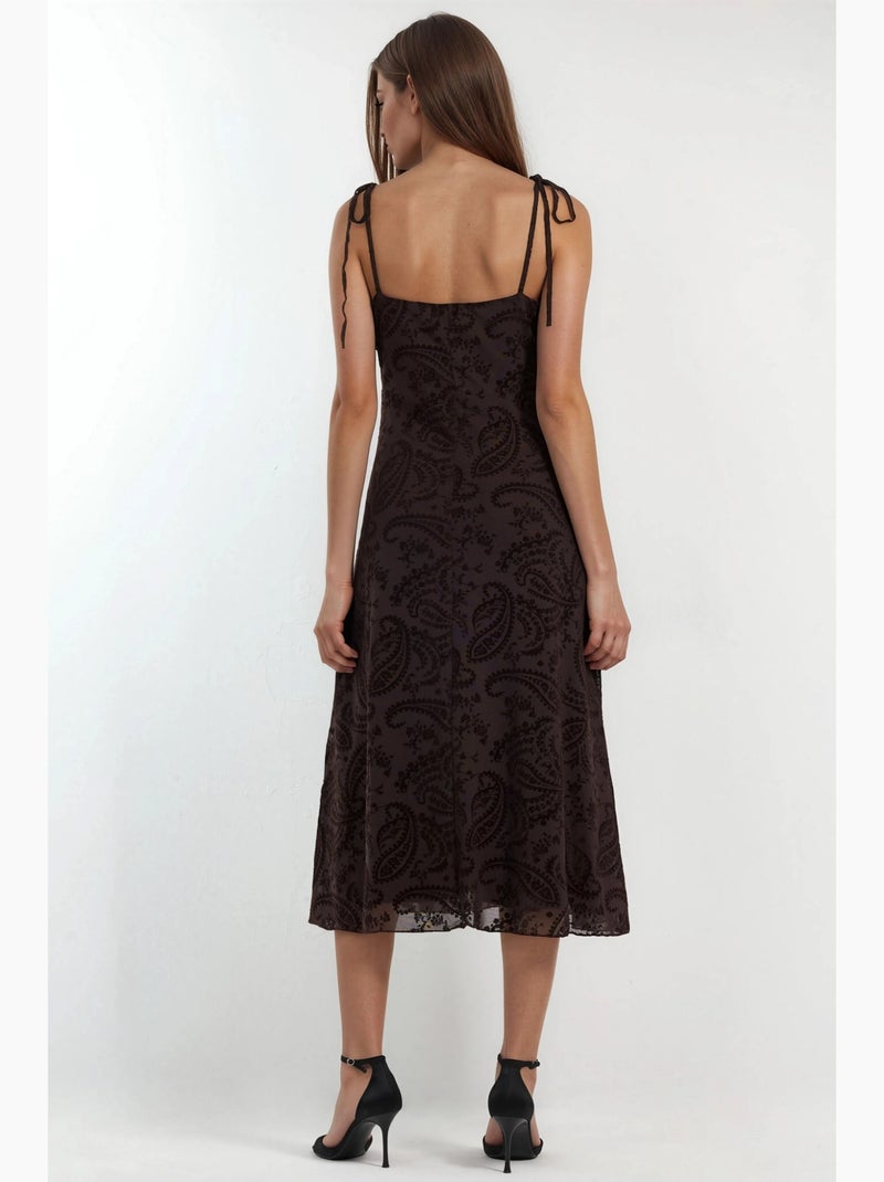 Abito midi in tulle a linea a floreale hiccup Marrone cioccolato - Kiabi