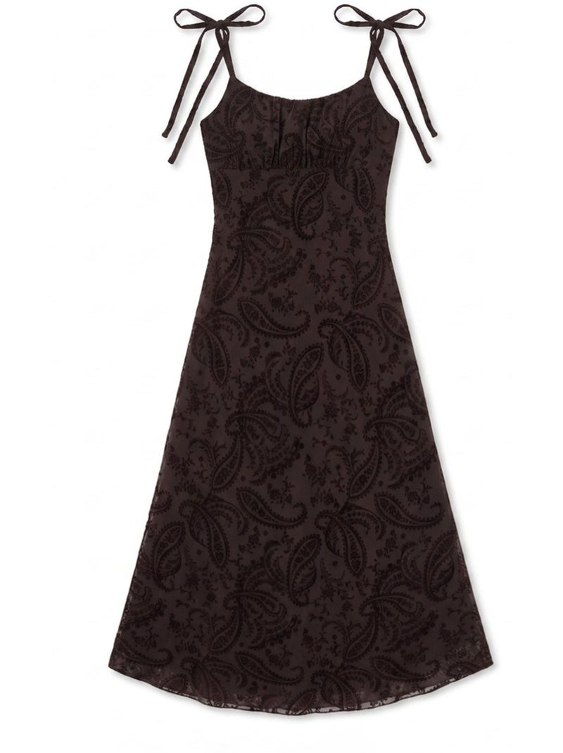 Abito midi in tulle a linea a floreale hiccup Marrone cioccolato - Kiabi