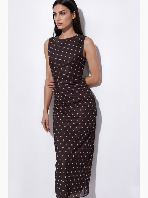 Abito midi in tulle a pois con girocollo hiccup - Kiabi Abito midi in tulle a pois con girocollo hiccup - Kiabi