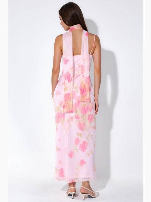 Abito midi in tulle fantasia con dettaglio foulard hiccup - Kiabi Abito midi in tulle fantasia con dettaglio foulard hiccup - Kiabi
