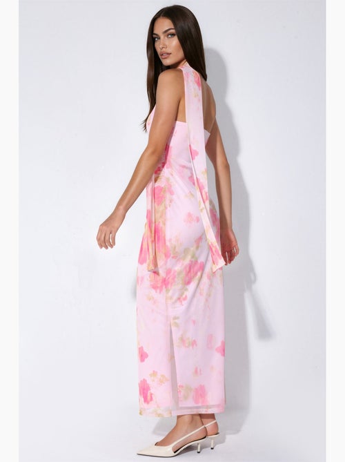 Abito midi in tulle fantasia con dettaglio foulard hiccup - Kiabi Abito midi in tulle fantasia con dettaglio foulard hiccup - Kiabi