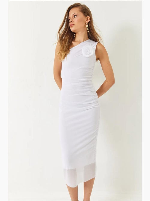 Abito midi in tulle foderato con accessorio rosa staccabile lucci - Kiabi