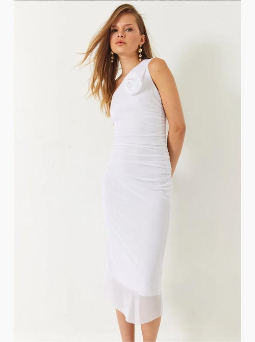 Abito midi in tulle foderato con accessorio rosa staccabile lucci - Kiabi