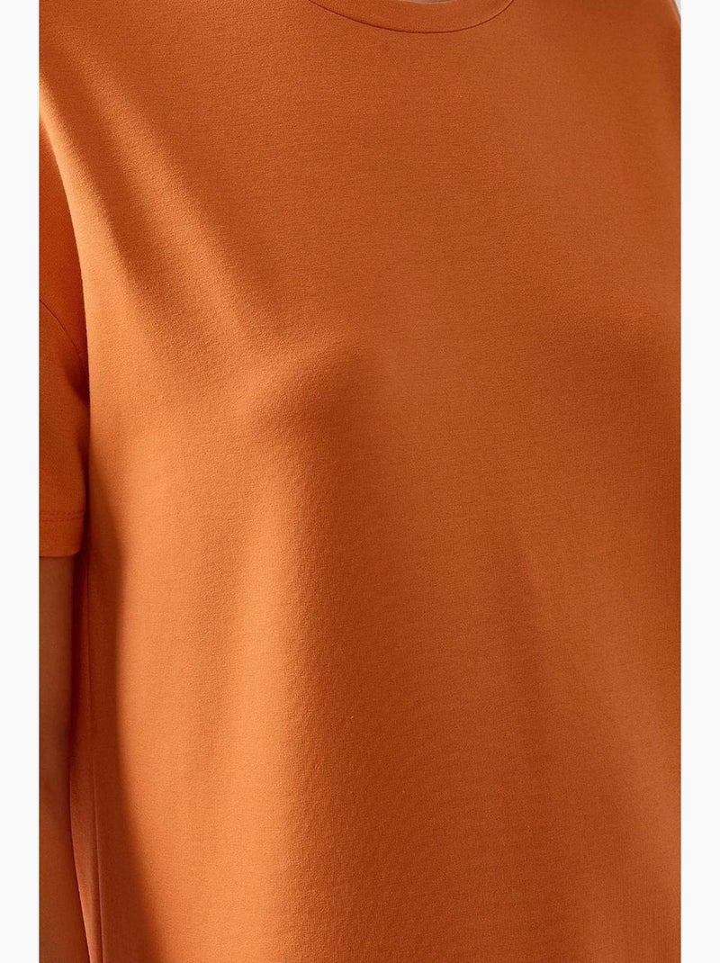 Abito midi relaxed fit con girocollo hiccup Arancione chiaro - Kiabi