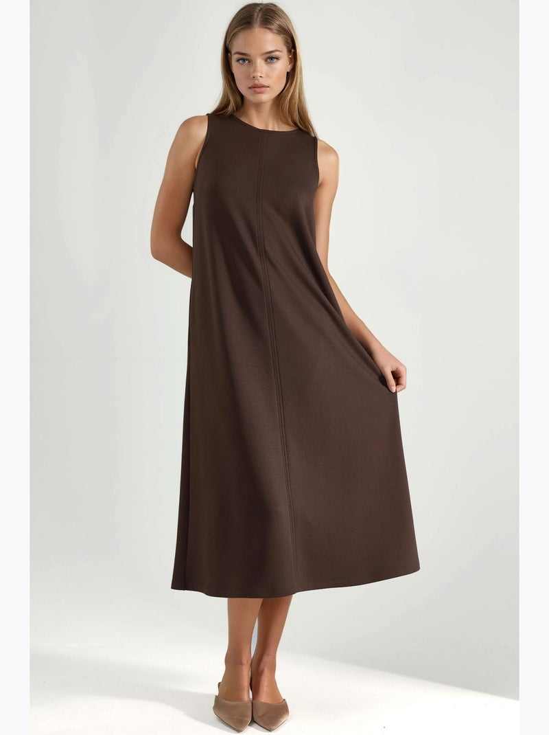 Abito midi relaxed fit con modal touch e tasche hiccup Marrone scuro - Kiabi