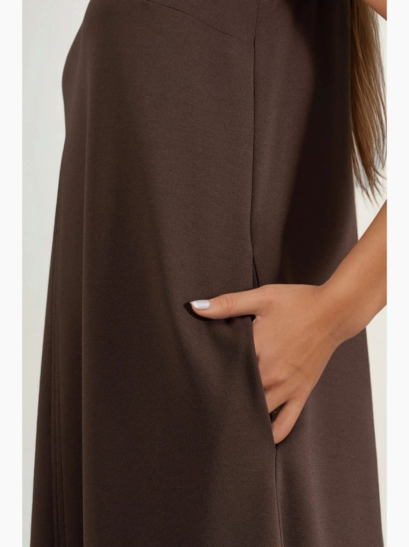 Abito midi relaxed fit con modal touch e tasche hiccup Marrone scuro - Kiabi