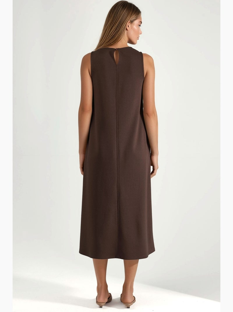 Abito midi relaxed fit con modal touch e tasche hiccup Marrone scuro - Kiabi