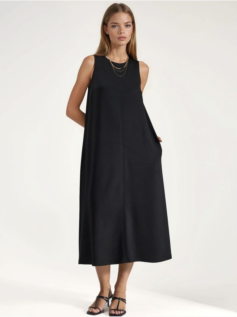 Abito midi relaxed fit con modal touch e tasche hiccup Nero - Kiabi