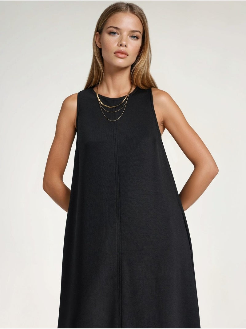 Abito midi relaxed fit con modal touch e tasche hiccup Nero - Kiabi