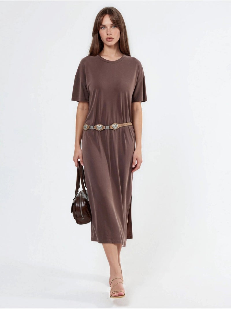Abito midi relaxed fit hiccup Marrone scuro - Kiabi