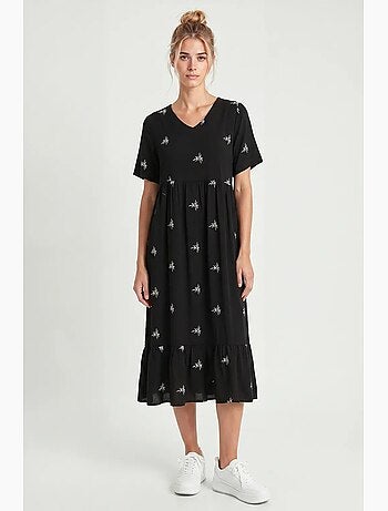 Abito midi ricamato con scollo a v istanbul