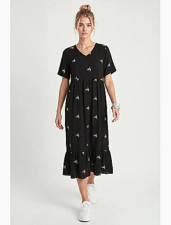 Abito midi ricamato con scollo a v istanbul