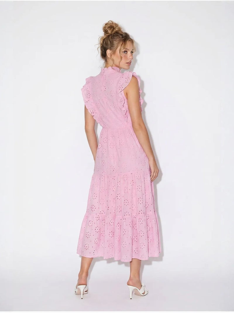 Abito midi ricamato in misto cotone lucci Rosa - Kiabi