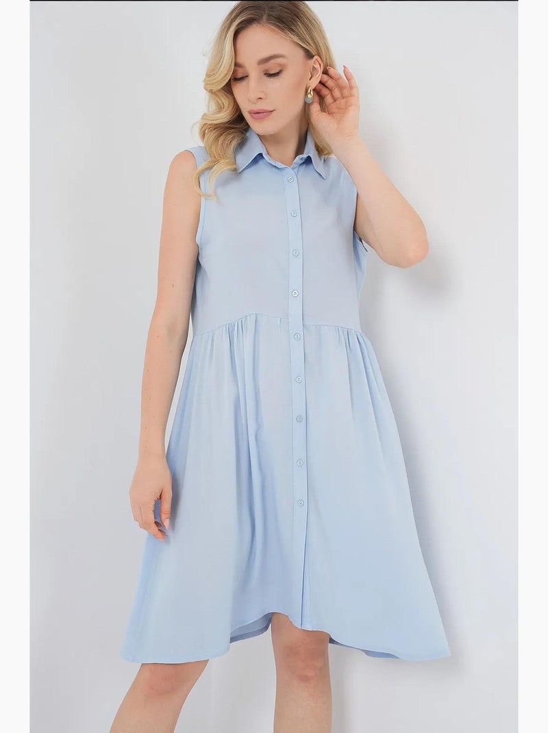 Abito midi senza maniche con bottoni e colletto a camicia bdart Blu chiaro - Kiabi