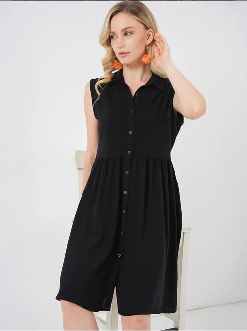 Abito midi senza maniche con bottoni e colletto a camicia bdart - Kiabi Abito midi senza maniche con bottoni e colletto a camicia bdart - Kiabi