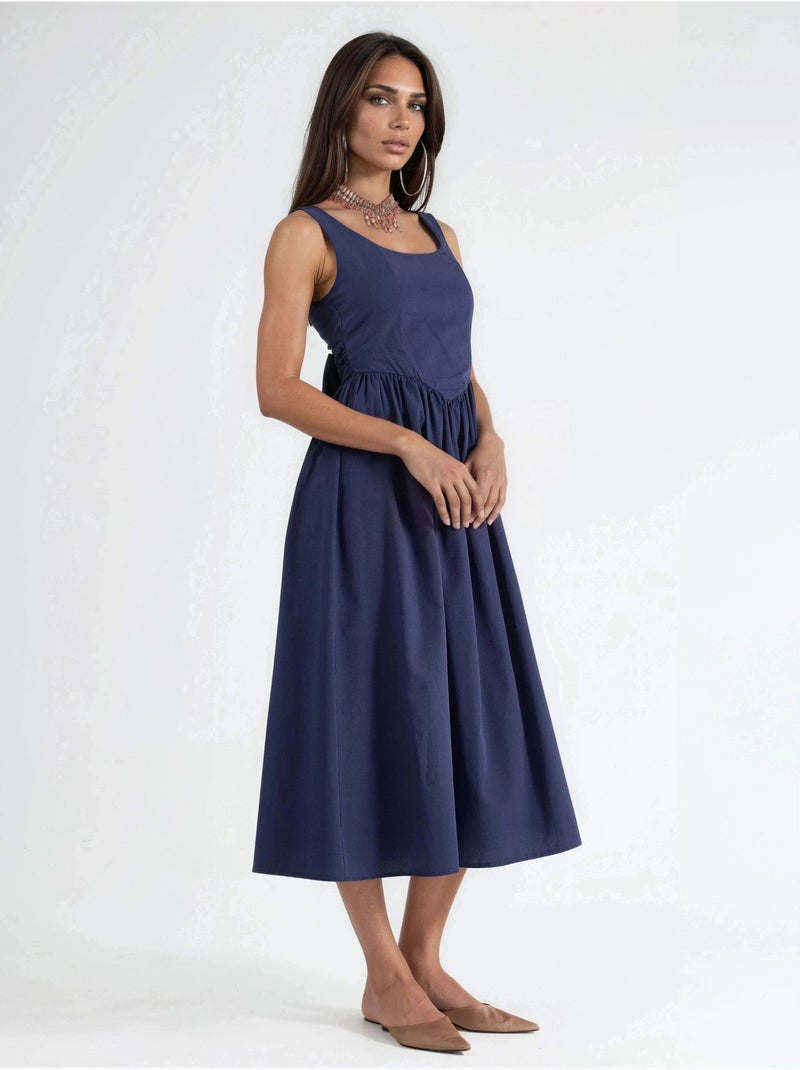 Abito midi senza maniche con scollo arrotondato busem Blu marino - Kiabi