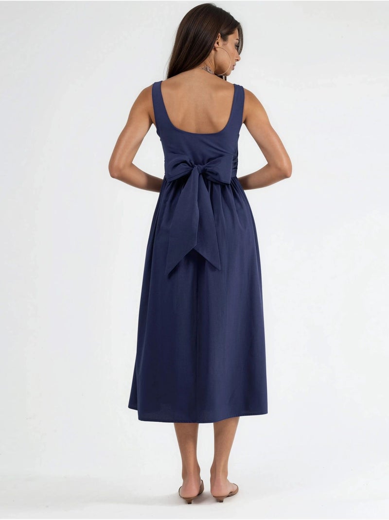 Abito midi senza maniche con scollo arrotondato busem Blu marino - Kiabi