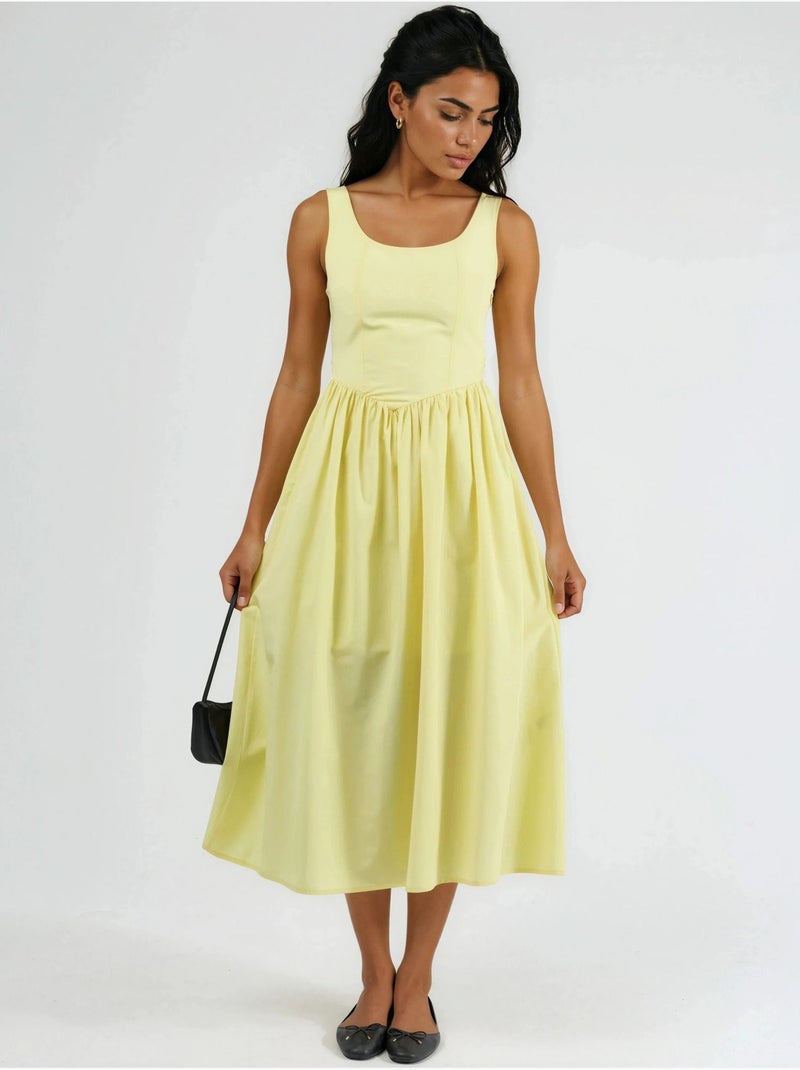 Abito midi senza maniche con scollo arrotondato busem Giallo limone - Kiabi