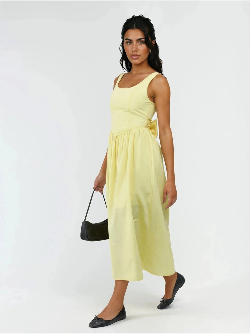 Abito midi senza maniche con scollo arrotondato busem Giallo limone - Kiabi