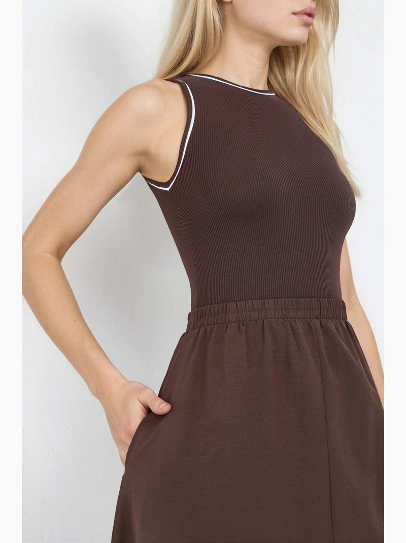 Abito midi senza maniche con scollo rotondo busem Marrone scuro - Kiabi