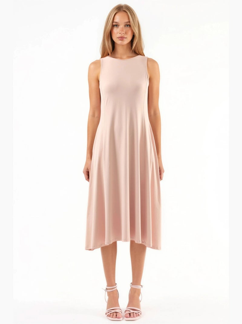 Abito midi senza maniche con tasche busem Rosa pallido - Kiabi