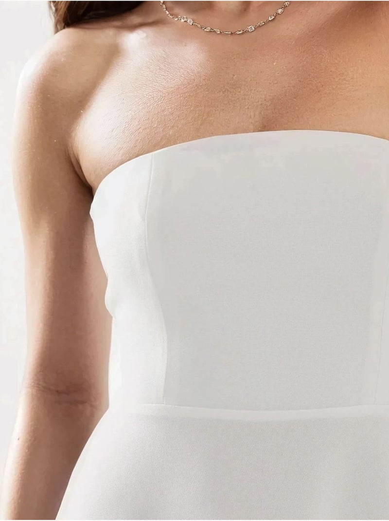 Abito midi senza spalline a forma di A Bianco - Kiabi