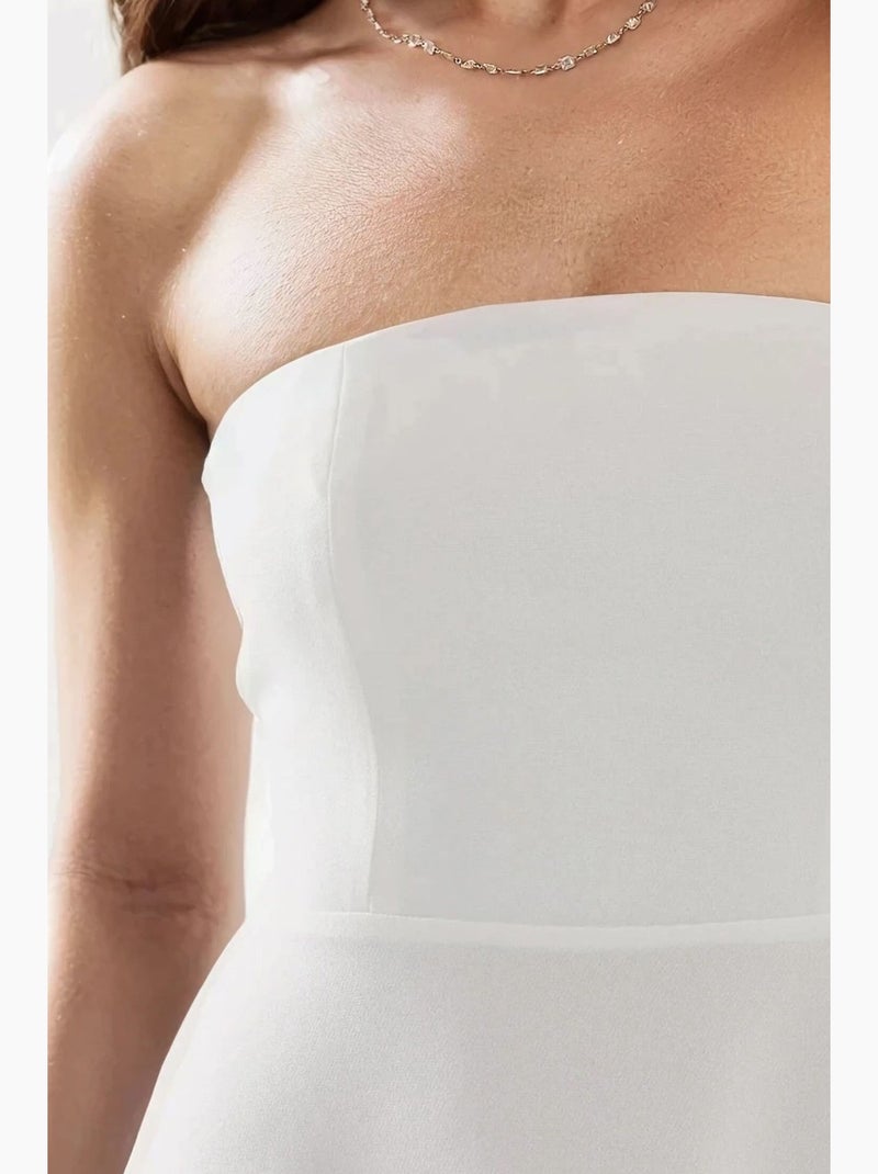 Abito midi senza spalline a forma di a hiccup Bianco - Kiabi