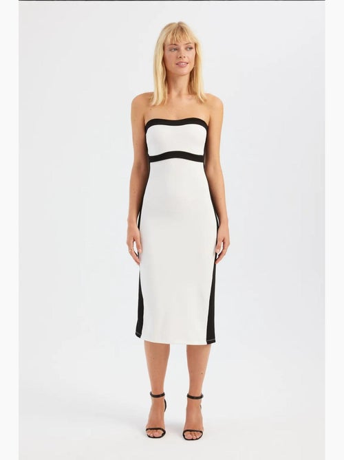 Abito midi senza spalline color block hiccup - Kiabi Abito midi senza spalline color block hiccup - Kiabi